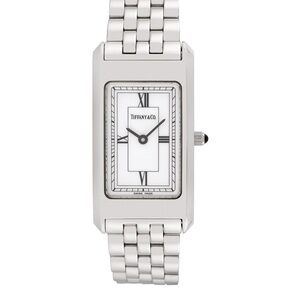TIFFANY & CO. Rectangle Quartz Women's Wristwatch Roman Numerals SS White 20mm